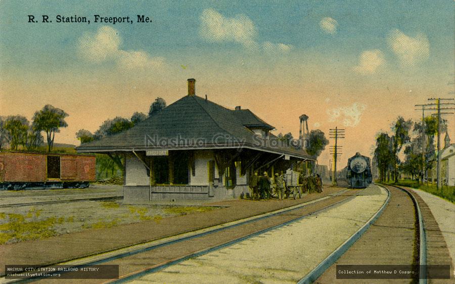Postcard: Railroad Station, Freeport, Maine